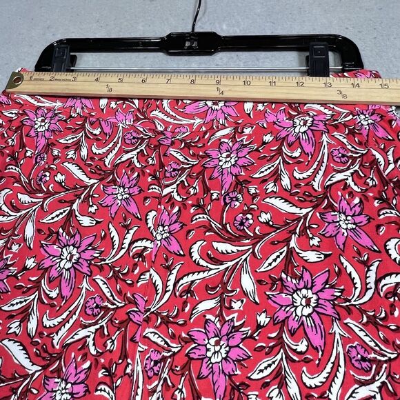 Loft Pants Womens Small Red Pink Fluid Wide Leg Floral Spring Bloom Pockets - Picture 5 of 12